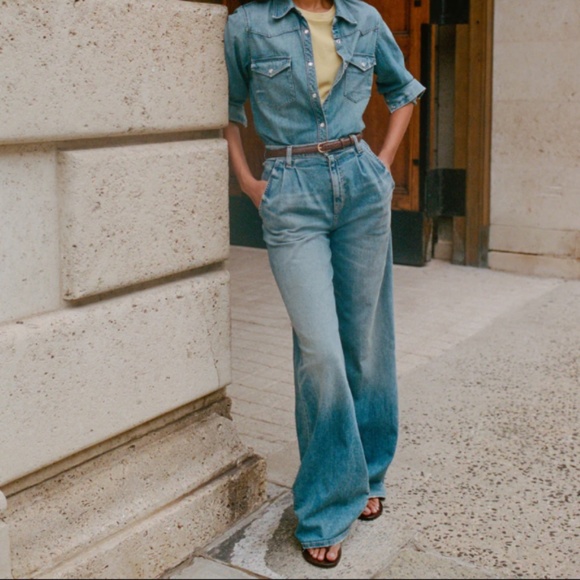 NWOT $425 Nili Lotan Flora High Waist Trouser Jeans in Faded Wash - 29 Regular! - Picture 2 of 8